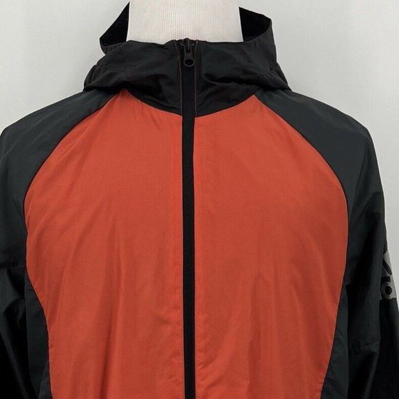 adidas Men's Windbreaker Zip Up Jacket M Medium Gray Orange - Picture 1 of 8
